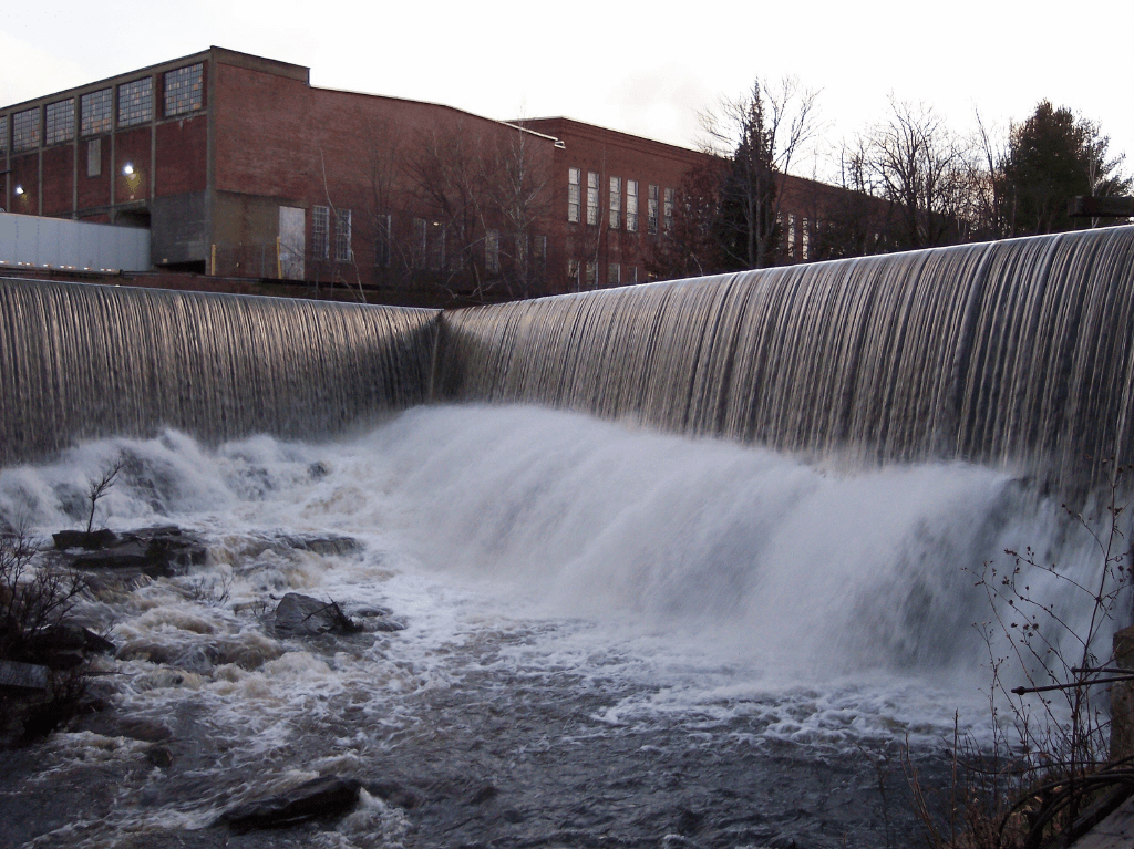 Dam and Falls at Snow Mill Pond in West Fitchburg, MA